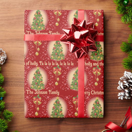 Familienaam & Favoriete Kerstliedjes Klassiek Cadeaupapier