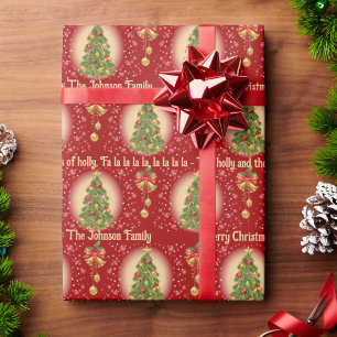 Familienaam & Favoriete Kerstliedjes Klassiek Cadeaupapier