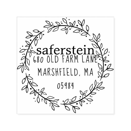 Familienaam Floral Creëer Je eigen adres Zelfinktende Stempel (Design)