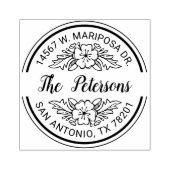 Familienaam Floral Retouradres Rubberstempel (Afrduk)