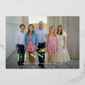 Familienaam FOLIE Modern Elegant Vakantie Fotokaar Folie Feestdagenkaart (Voorkant)