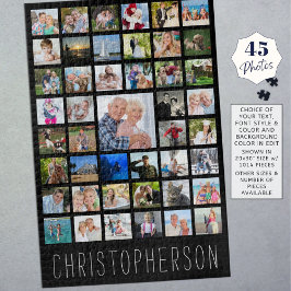 Familienaam foto Collage Black Legpuzzel