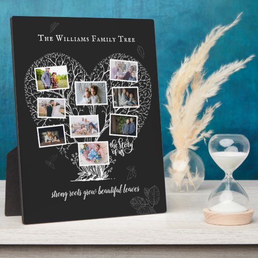 Familienaam Foto Collage | Gezinsboomhart Fotoplaat (Zijkant)