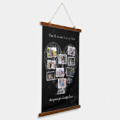 Familienaam Foto Collage | Gezinsboomhart Hangend Wandkleed (Gebogen)