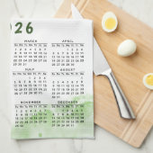 Familienaam Foto Groen Wit 2025 Kalender Theedoek (Quarter Fold)