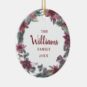 Familienaam Foto Kerst Bloemrijke Kerstversiering Keramisch Ornament (Rechts)