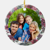 Familienaam Foto Kerst Bloemrijke Kerstversiering Keramisch Ornament (Achterkant)