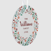 Familienaam Foto Kerst Floral Ornament (voorkant)