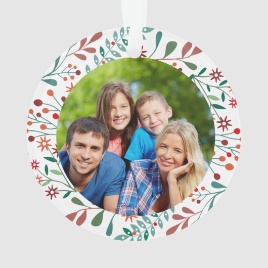 Familienaam Foto Kerst Floral Ornament (achterkant)