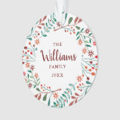 Familienaam Foto Kerst Floral Ornament (voorkant)