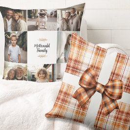 Familienaam Foto Kerst Rustiek Sinaasappel Kussen