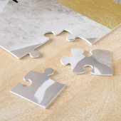 Familienaam Foto Monogram Goud Legpuzzel (Zijkant)