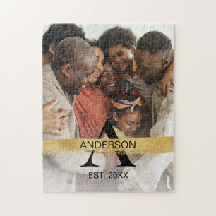 Familienaam Foto Monogram Goud Legpuzzel