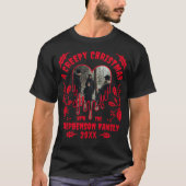 Familienaam Foto Red Heart Creepy Christmas T-shirt (Voorkant)