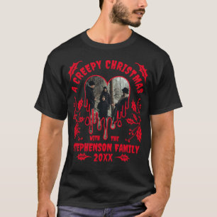Familienaam Foto Red Heart Creepy Christmas T-shirt