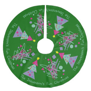 Familienaam Fun Kerstmis Heldere kleuren Trees Art Kerstboom Rok