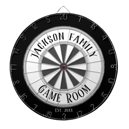 Familienaam Game Room White Dartbord (Voorkant)