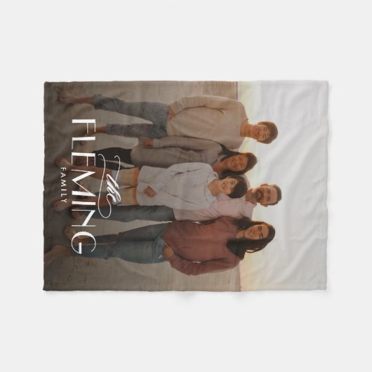 Familienaam Gepersonaliseerd Fotodeken Portret Fleece Deken (Voorkant (Horizontaal))