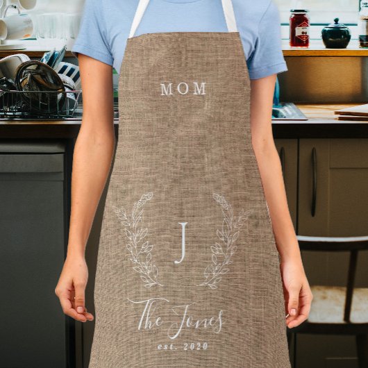 Familienaam gepersonaliseerd rustige burlap schort