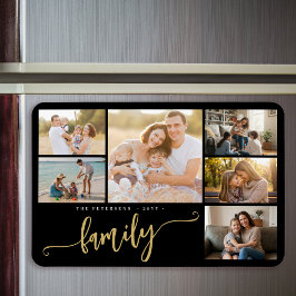 Familienaam gepersonaliseerde 6 foto collage  magneet