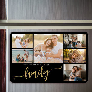 Familienaam gepersonaliseerde 6 foto collage  magneet