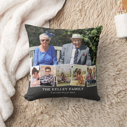 Familienaam Gepersonaliseerde 6 Fotocollage Kussen (Deken)