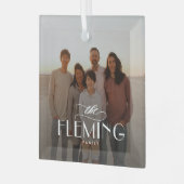 Familienaam Gepersonaliseerde Foto Kerstmis Orname Glas Ornament (Voorkant links)