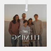 Familienaam Gepersonaliseerde Foto Kerstmis Orname Glas Ornament (Achterkant)