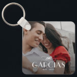 Familienaam Gepersonaliseerde Foto Sleutelhanger<br><div class="desc">Houd uw toetsen veilig en spectaculair met een persoonlijke sleutelhanger. Ontworpen door: Berry Berry Sweet,  Modern Stationery en Personalized Gifts. Bezoek onze website op www.berryberrysweet.com om onze volledige productlijnen te bekijken.</div>