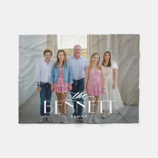 Familienaam Gepersonaliseerde Fotodeken Fleece Deken (Voorkant (Horizontaal))