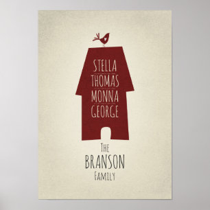 Familienaam gepersonaliseerde wandkunst poster