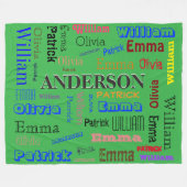 Familienaam 💛 Gepersonaliseerde Word Cloud Fleece Deken (Voorkant (Horizontaal))