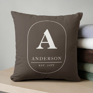 Familienaam Gevestigde Bruine Aangepaste Monogram Kussen