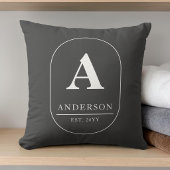 Familienaam Gevestigde Grijze Aangepaste Monogram Kussen