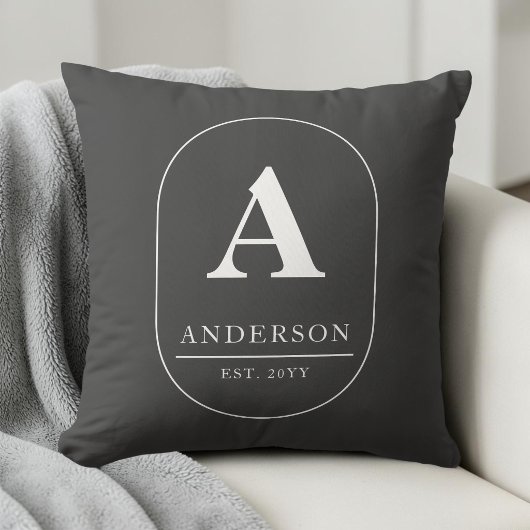 Familienaam Gevestigde Grijze Aangepaste Monogram Kussen