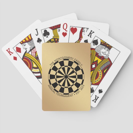 Familienaam Gold Black Dartboard - Aangepast Pokerkaarten (Achterkant)
