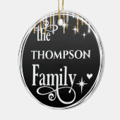 Familienaam Gold Glitter Drift Black Kerstmis Keramisch Ornament (Links)