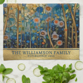 Familienaam Goud Bloemen Klimt Stijl Kunst Theedoek (Gevouwen)