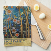 Familienaam Goud Bloemen Klimt Stijl Kunst Theedoek (Quarter Fold)