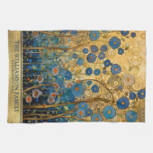 Familienaam Goud Bloemen Klimt Stijl Kunst Theedoek (Horizontaal)