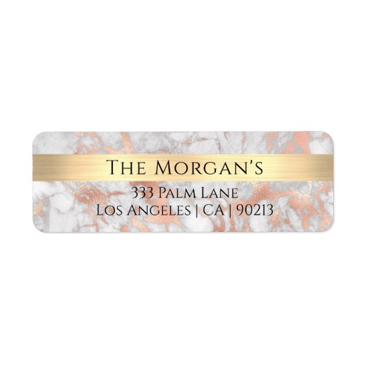 Familienaam, gouden band, wit en Roos goudmarmer Etiket (Voorkant)