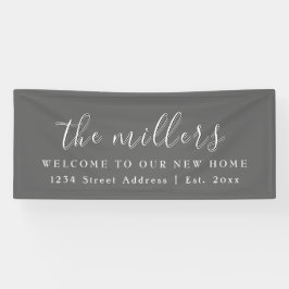 Familienaam | Grijs | Houseopwarming Spandoek
