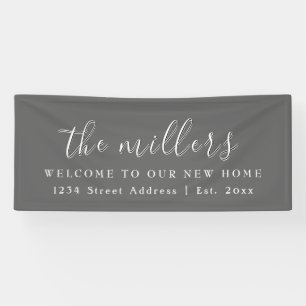 Familienaam   Grijs   Houseopwarming Spandoek