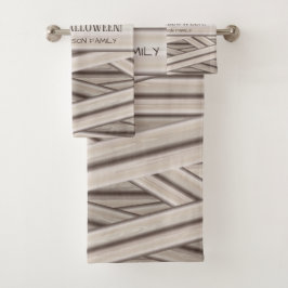 Familienaam  Halloween Mummy Stripes Bad Handdoek