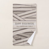 Familienaam  Halloween Mummy Stripes Bad Handdoek (Handdoek)