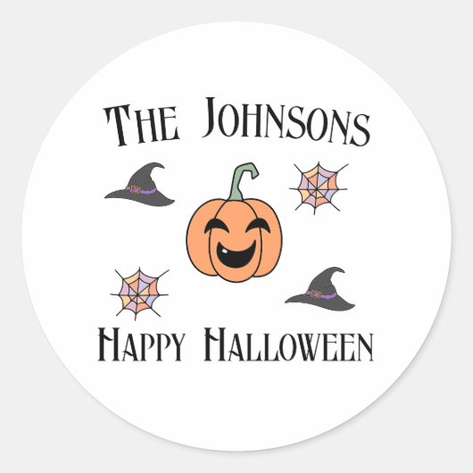 Familienaam Halloween Party Ronde Sticker (Voorkant)
