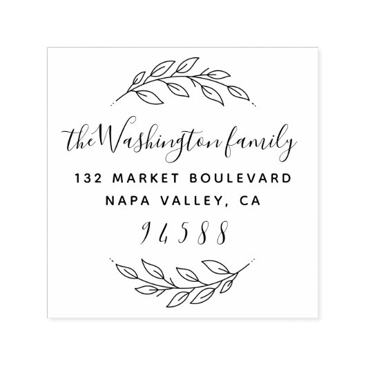 Familienaam Handgeschreven Script Retouradres Zelfinktende Stempel (Design)