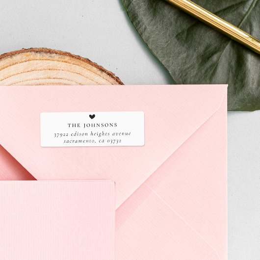 Familienaam, hart- en retouradres Aangepast Labels