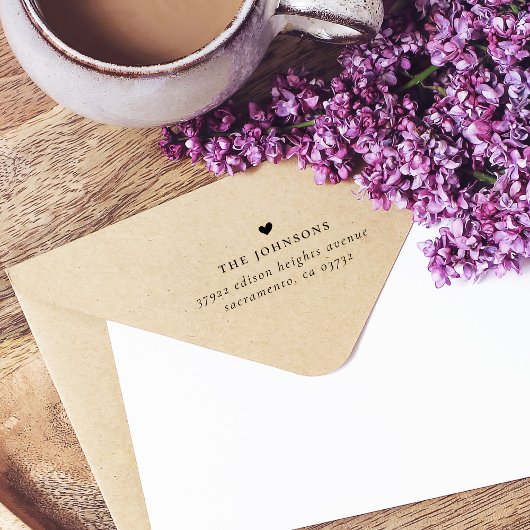 Familienaam, hart- en retouradres Aangepast Rubberstempel