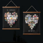 Familienaam Heart Shape Foto Collage 58 Pic Black Hangend Wandkleed<br><div class="desc">De fotovertoning van de douane op grote muur hangen, verder gepersonaliseerd met uw familienamen. Het fotomalplaatje toont uw afbeeldingen in een hart gevormde fotocollages die elk 29 afbeeldingen houden. Uw foto's worden getoond in een mengeling van vierkant, landschap en portretformaten en, als u om het even welke problemen met plaatsing...</div>